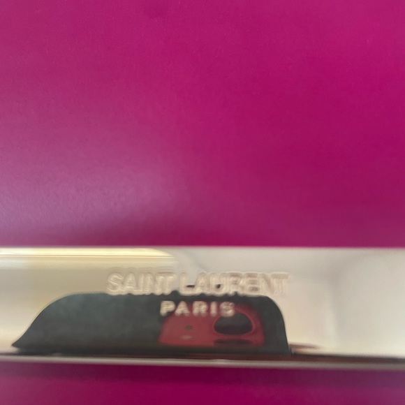 SAINT LAURENT Clutch Bag Leather Red/Fold Trim MSRP $895 - Picture 2 of 8